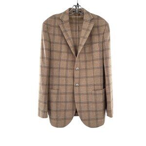 Luigi‎ Bianchi Mantova Sartoria Mens Wool Cashmere Silk Plaid Blazer Jacket 50